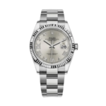 Rolex Date just white gold silver dial 36mm