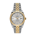 Rolex Date just yellow gold silver dial 41mm
