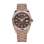 Rolex Day-date rose gold chocolate baguette diamond dial 40mm