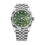Rolex Date just white gold palm motif diamond dial 36mm