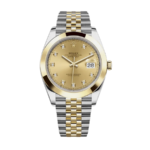 Rolex Date just yellow gold champagne diamond dial 41mm