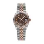 Rolex Date just ladies rose gold roman chocolate dial 31mm
