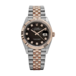 Rolex Date just rose gold black diamond dial 36mm