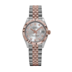 Rolex Date just ladies rose gold silver diamond dial 31mm