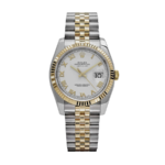 Rolex Date just yellow gold white roman dial 41mm