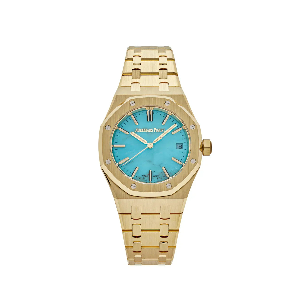 AProyaloak15550BA.OO_.1356BA.01YGturquoisedial_01_1280x_2a611920-afa9-419d-9542-0c52417911b8.jpg Audemars Piguet Royal Oak Selfwinding 15550BA.OO.1356BA.01 Yellow Gold Blue Turquoise Dial - Image 1