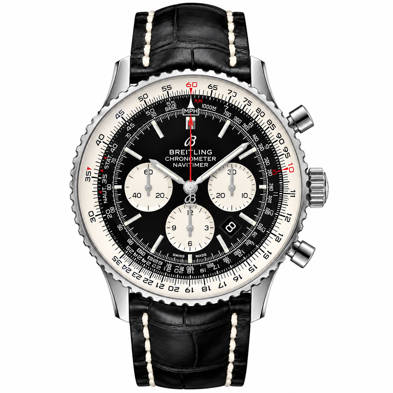 IMG-1533.png Breitling Navitimer Chronograph — Black Panda Dial Leather 41mm - Image 1