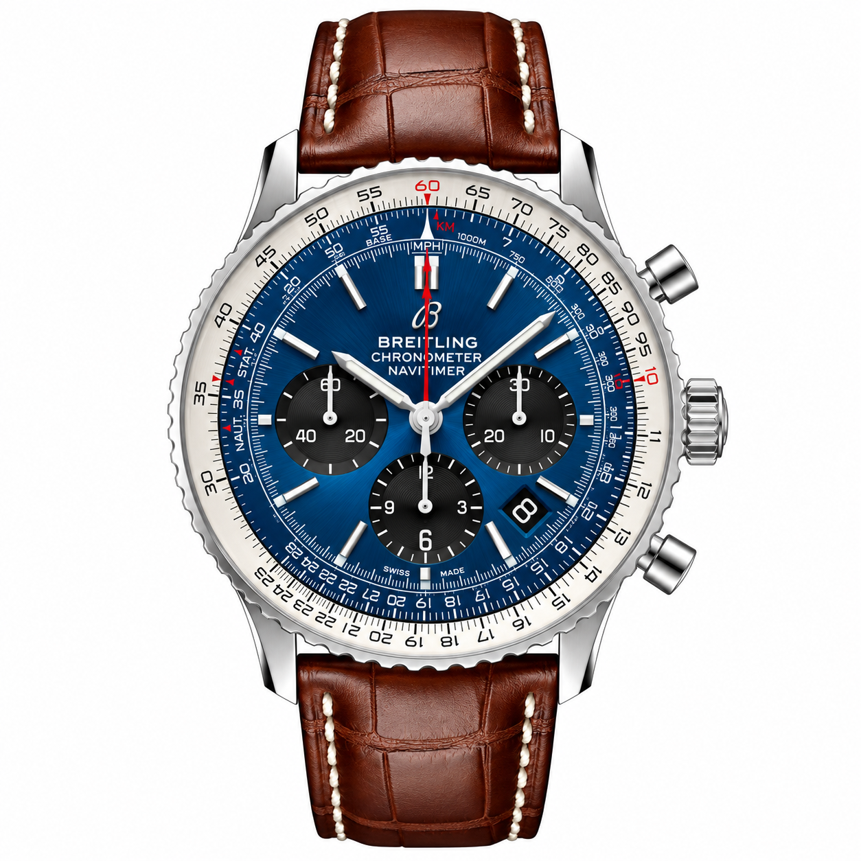 IMG-1557.png Breitling Navitimer 1 B01 Chronograph Blue Dial Brown Leather Strap - Image 1