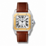 Cartier Santos – White Dial Rose Gold Leather Strap 40mm