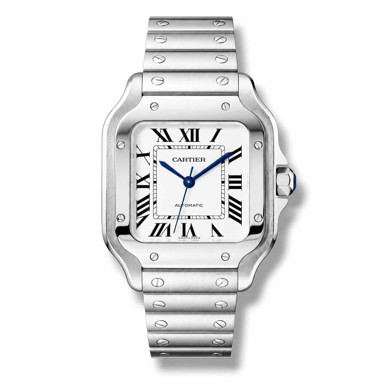 IMG-5702.png Cartier Santos – White Dial Steel Bracelet 40mm - Image 1
