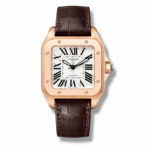 Cartier Santos –  White Dial Rose Gold Leather Strap 40mm