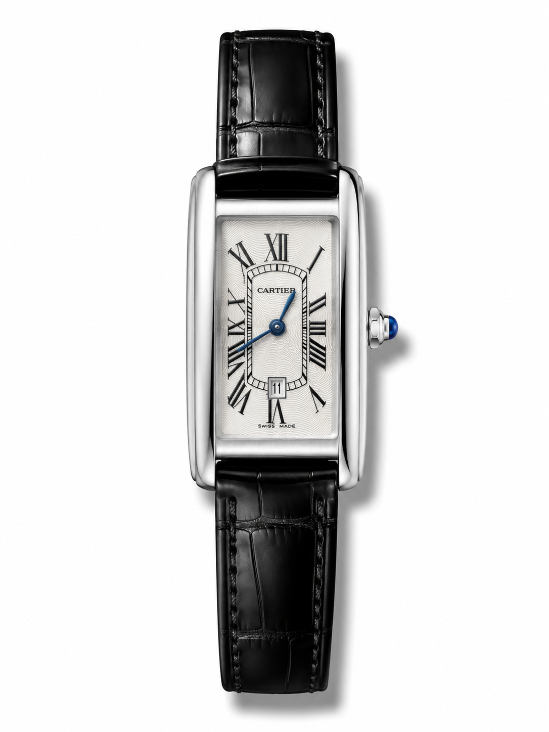 IMG-5710.png Cartier Tank Americaine Automatic Date – Silver Dial Leather Strap 33MM - Image 1