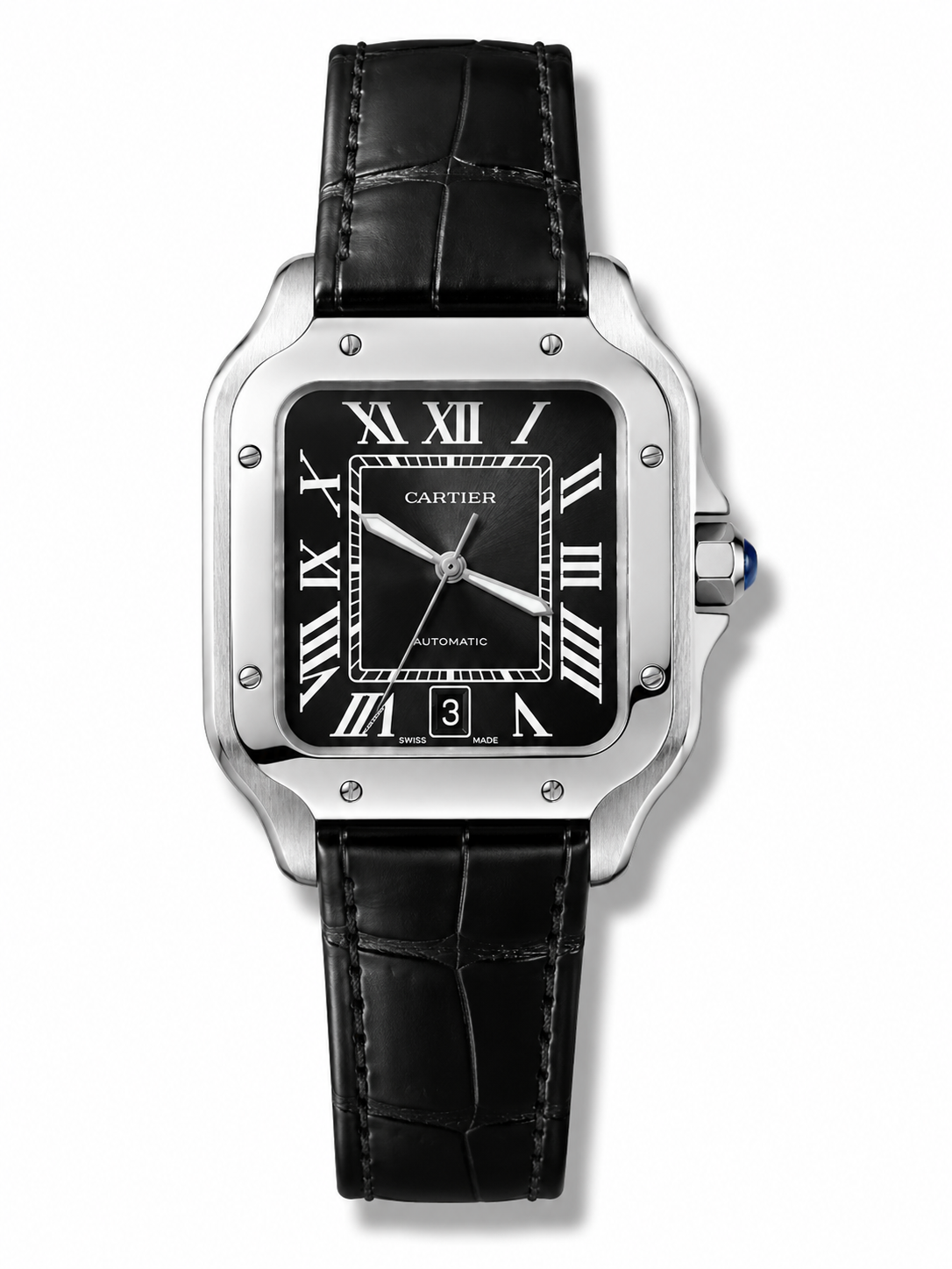 IMG-5713.png Cartier Santos De Cartier Black Dial Automatic Medium 35.5mm - Image 1