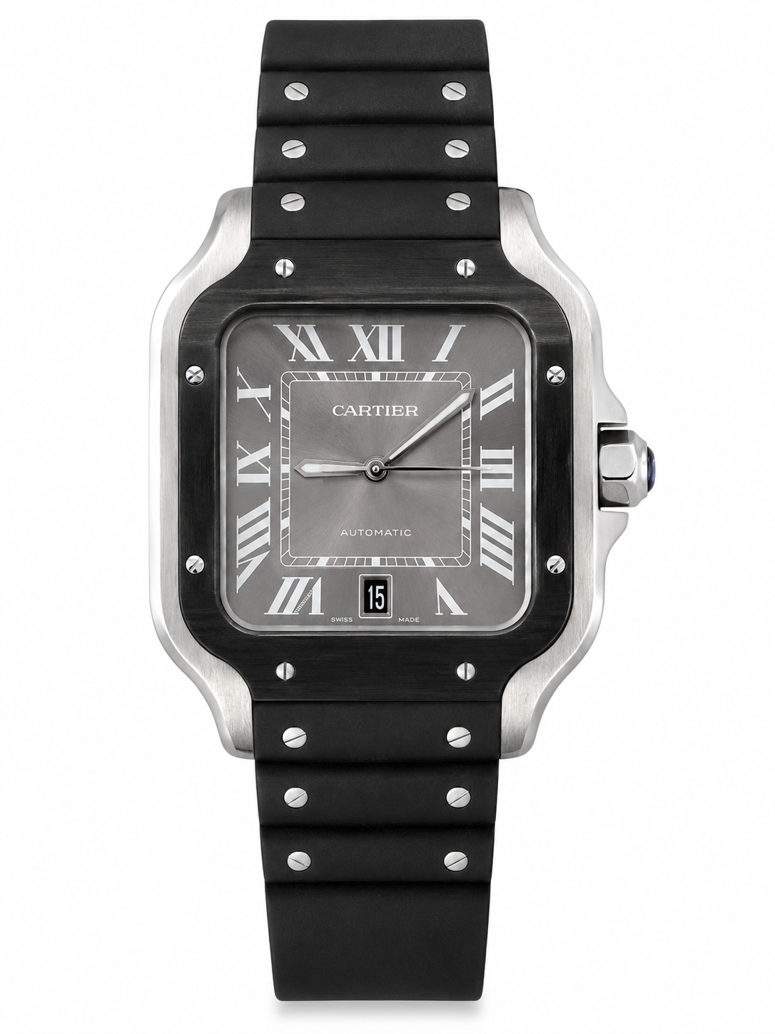 IMG-5724.png Cartier Santos Grey Dial Rubber Automatic 35,5MM - Image 1
