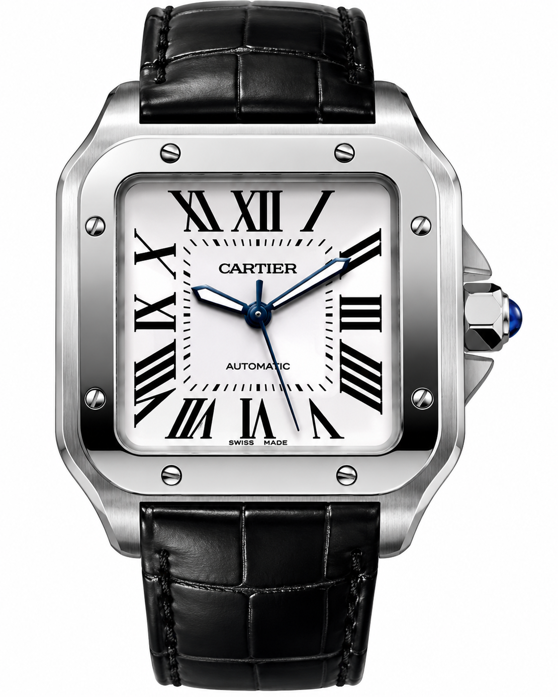 IMG-5731.png Cartier Santos – Automatic White Dial Steel Leather - Image 1