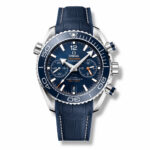 Omega Planet Ocean 600M CoAxial Master Chronografh Steel Blue Leather Strap 45.5 mm