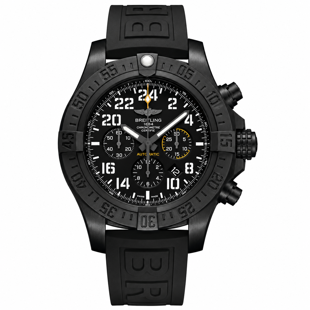 IMG-5883.png Breitling Avenger Hurricane Breitlight – Volcano Black Rubber Strap - Image 1