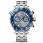 Omega Seamaster Diver 300M Chronograph Grey Dial Blue Bezel