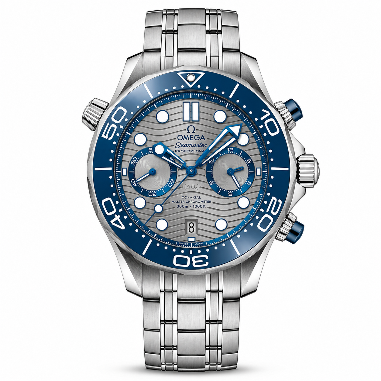 IMG-5983.png Omega Seamaster Diver 300M Chronograph Grey Dial Blue Bezel - Image 1
