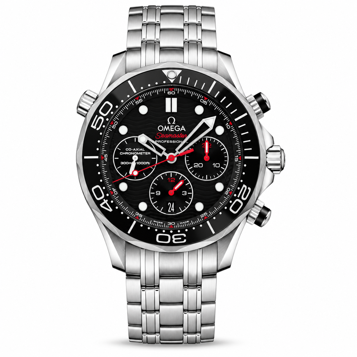 IMG-5985.png Omega Seamaster Diver 300M Chronograph Black Dial – Red Accents 44mm - Image 1