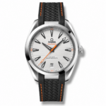 Omega AquaTerra Co-Axial Master Chronometer – Silver Dial Orange Accents Rubber Strap 41mm