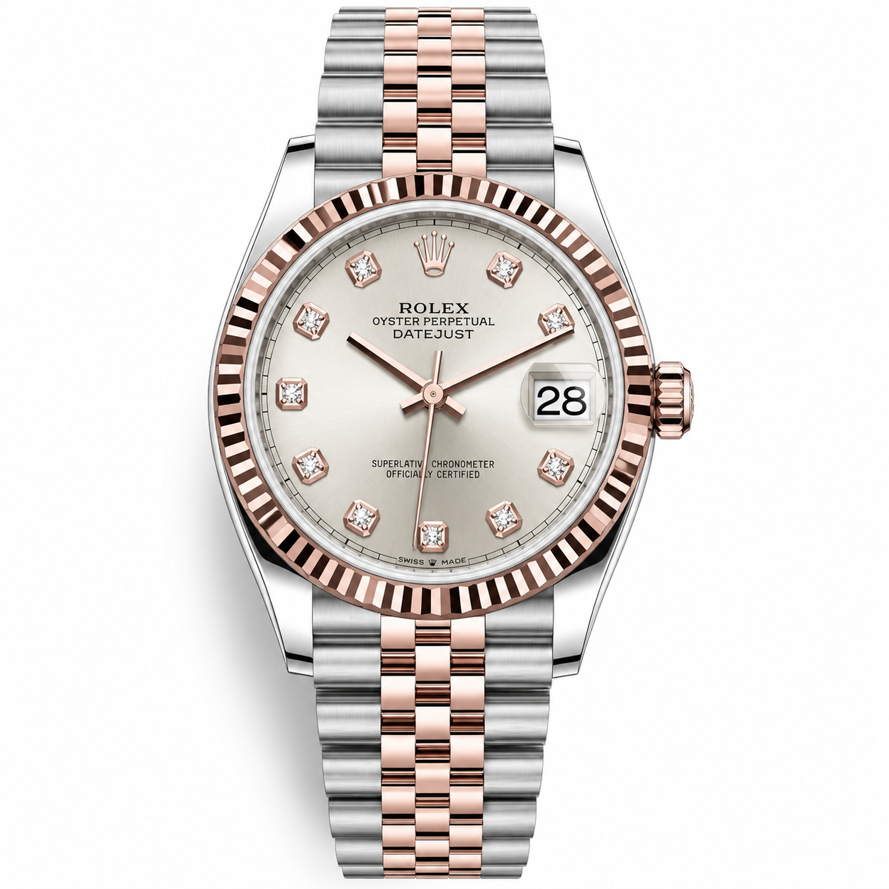 IMG-6240.png Rolex Datejust Silver Set Pink Gold Diamonds Dial Jubilee 36mm - Image 1
