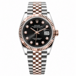 Rolex Datejust Two Tone Pink Gold Black Diamonds Dial Jubilee 36mm