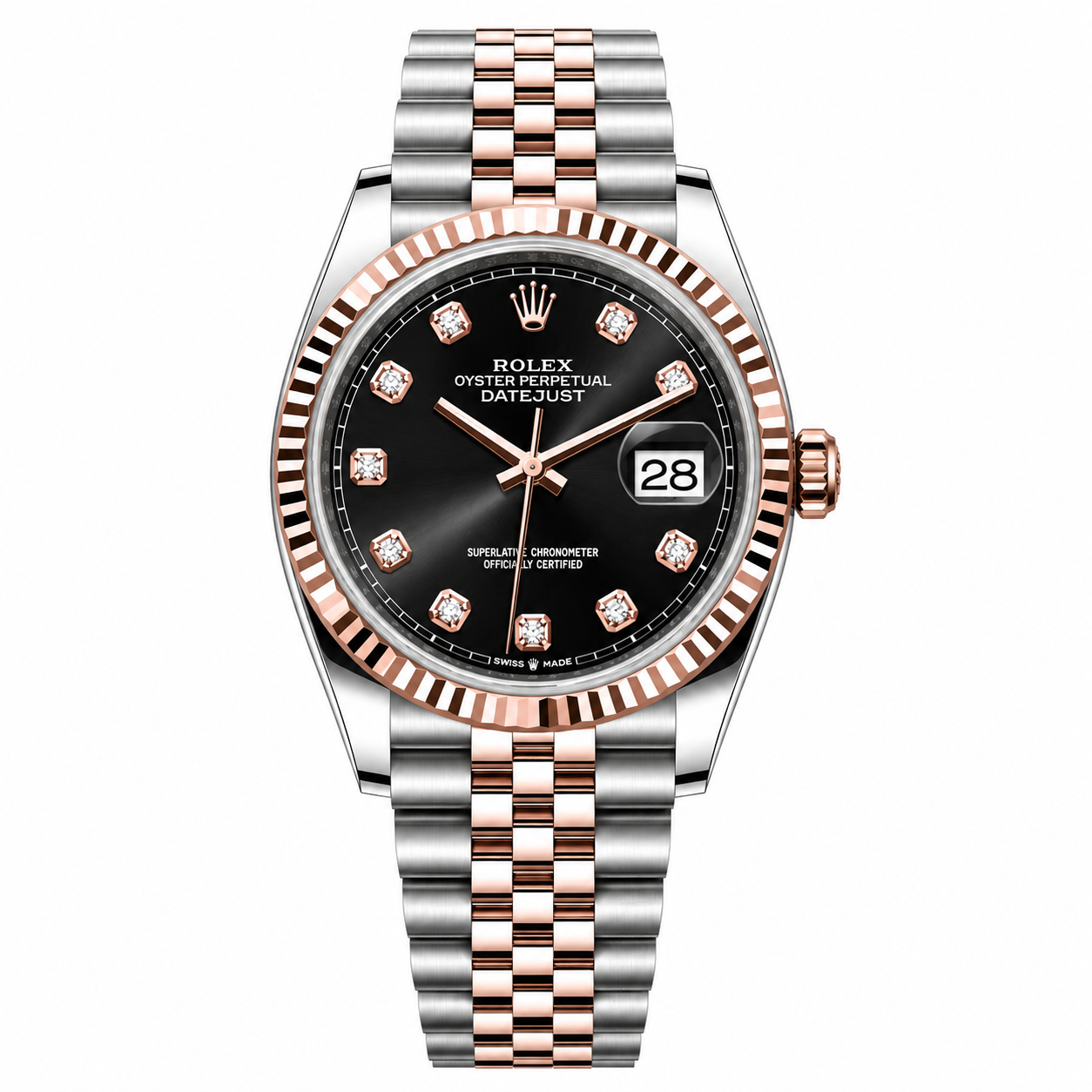 IMG-6242.png Rolex Datejust Two Tone Pink Gold Black Diamonds Dial Jubilee 36mm - Image 1