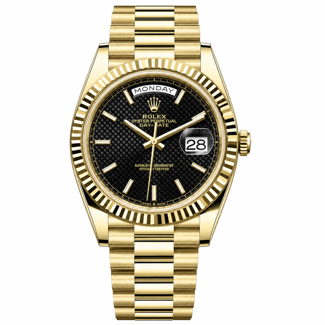 IMG-6376.png Rolex Day-Date Yellow Gold Black Motif Dial President 40mm - Image 1