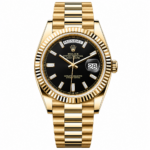 Rolex Day-Date Black Dial Diamond Markers President Gold 40mm