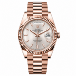 Rolex Day-Date Silver Stripe Dial Rose Gold President 40mm