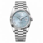 Rolex Day-Date Ice Blue Roman Dial Silver President 40mm