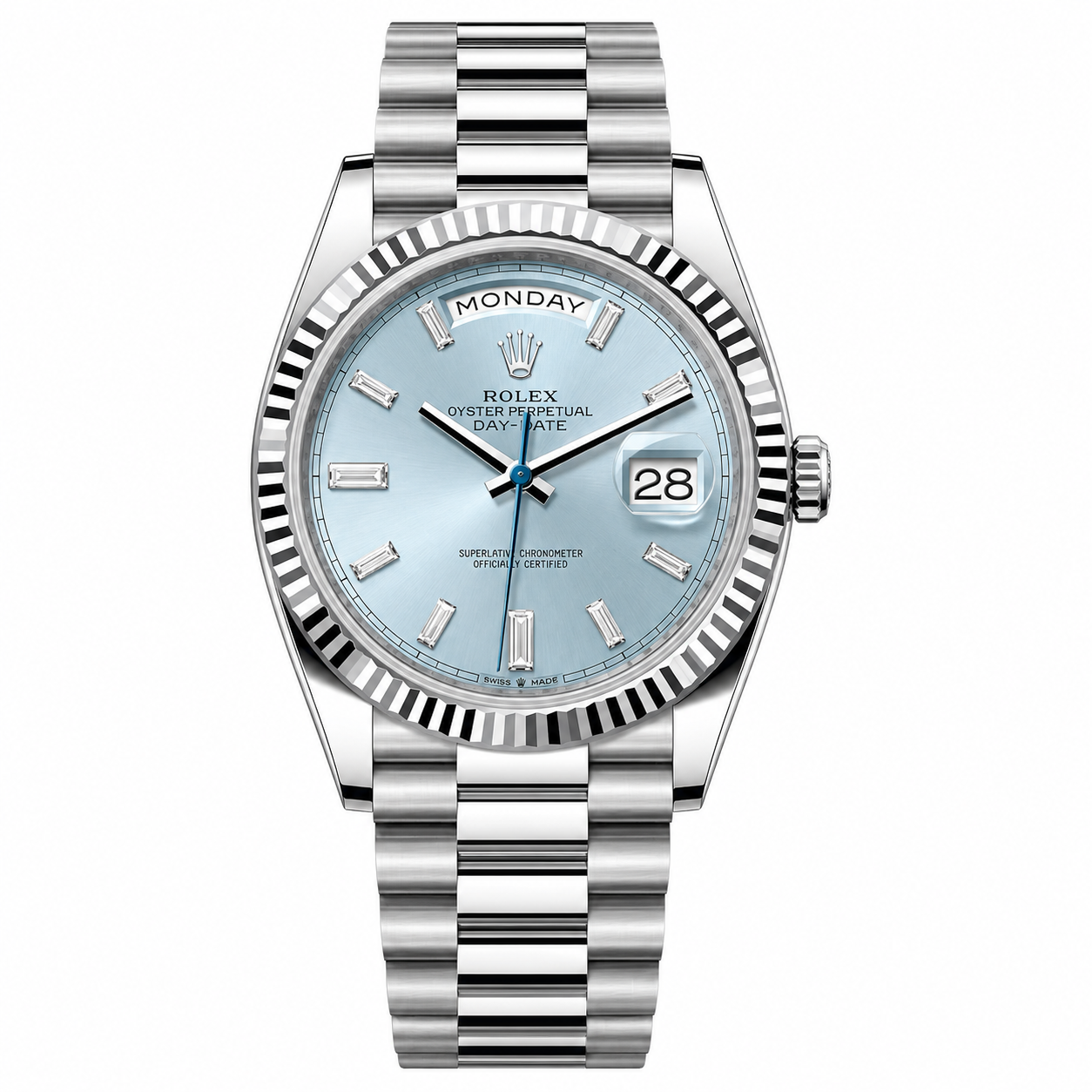 IMG-6403.png Rolex Day-Date Ice Blue Diamonds Dial Silver President 36mm - Image 1