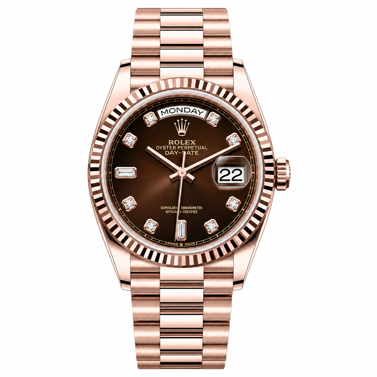 IMG-6418.png Rolex Day-Date Chocolate Diamond Dial Rose Gold President 36mm - Image 1
