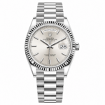 Rolex Day-Date Silver Sunburst Dial Silver President 36mm