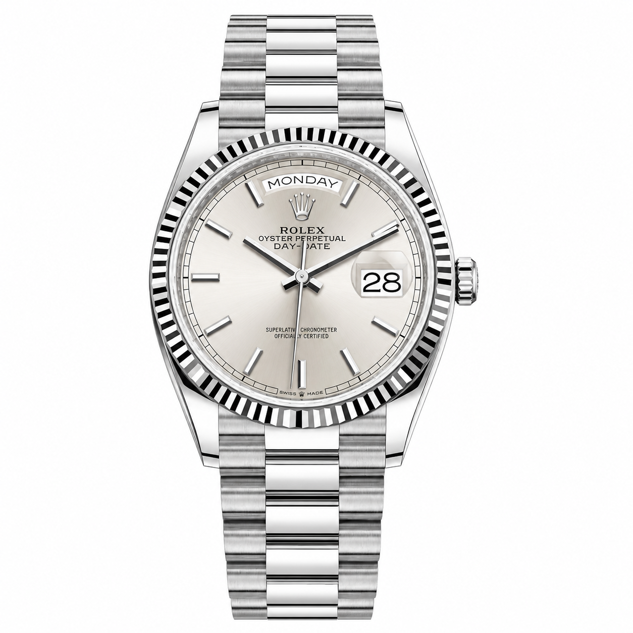 IMG-6419.png Rolex Day-Date Silver Sunburst Dial Silver President 36mm - Image 1