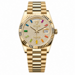 Rolex Day-Date Rainbow Pave Dial Gold President 36mm