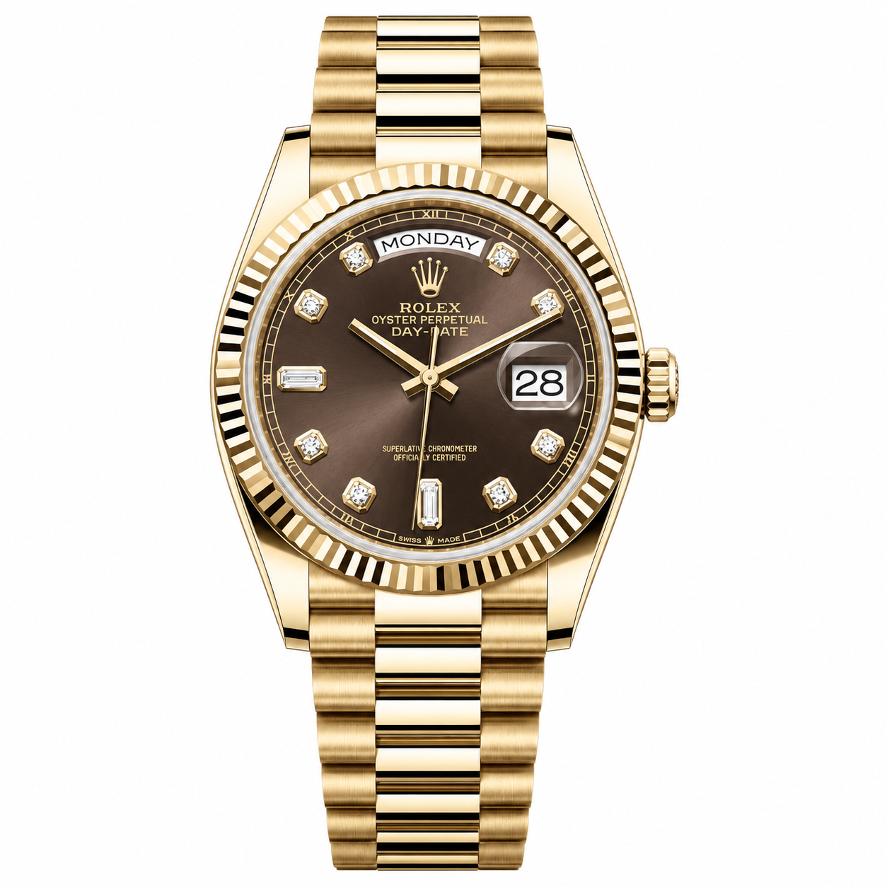IMG-6426.png Rolex Day-Date Chocolate Diamond Dial Gold President 36mm - Image 1