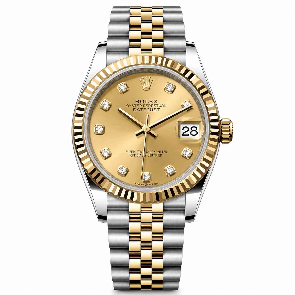 IMG-6496.png Date-Just Two Tone Yellow Gold Diamonds Marks Dial Jubilee 31MM - Image 1