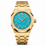 Audemars Piguet Yellow Gold Royal Oak 37mm Watch With A Turquoise Dial