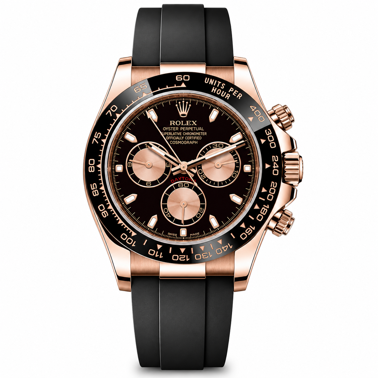 IMG-7916.png Rolex Cosmograph Daytona 40mm Everose Gold OysterFlex Chocolate Sunburst Dial - Image 1