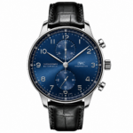 Iwc Portugieser Chronograph 41mm Blue Dial Black Leather Strap
