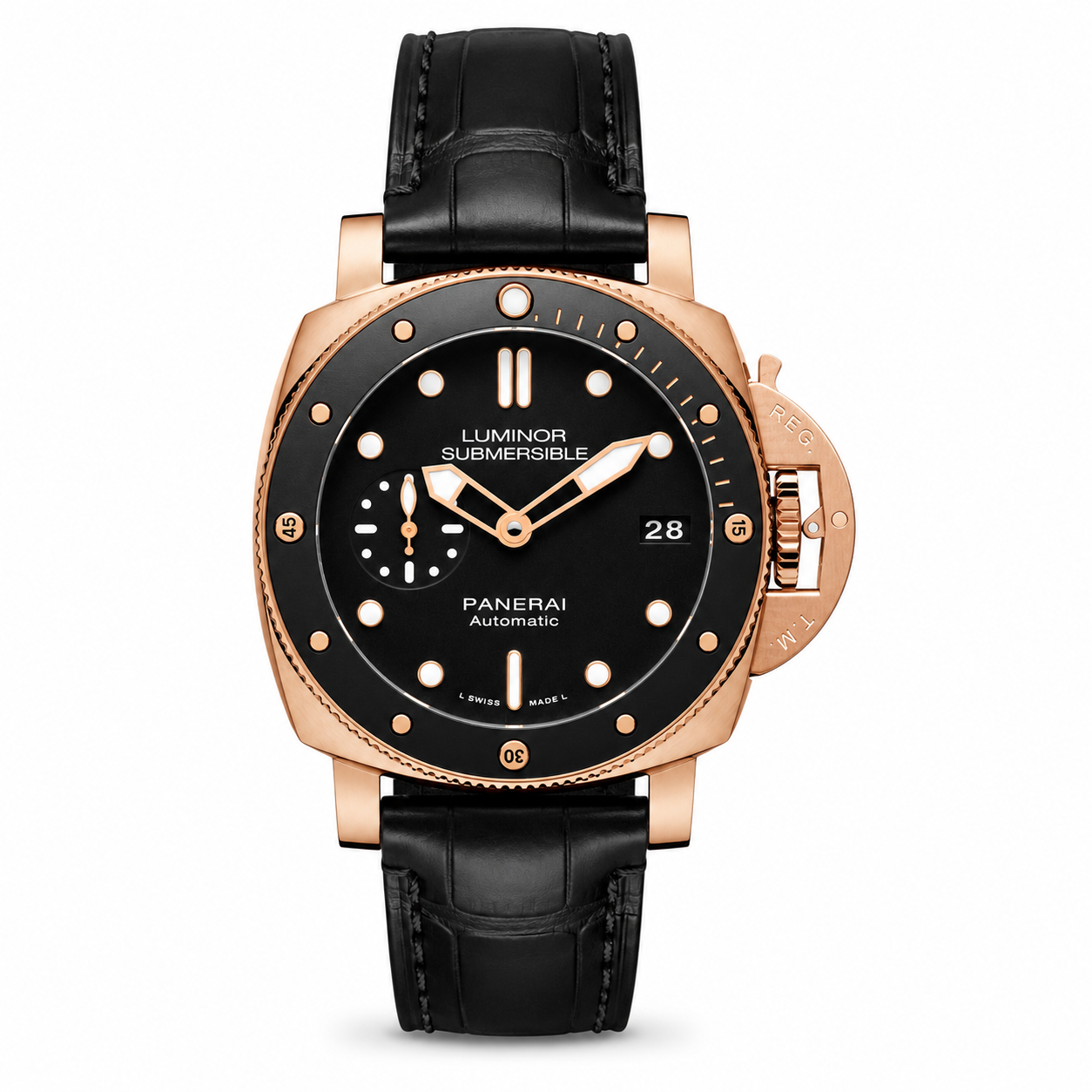 IMG-8111.png Panerai Luminor Submersible Oro Rosso Black Leather Strap 44MM - Image 1