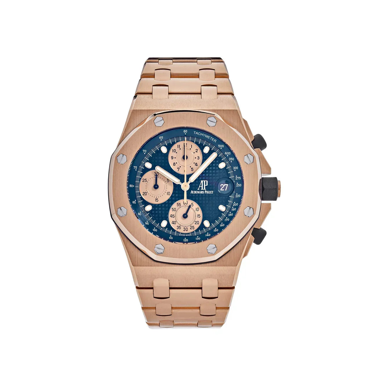 audemars-piguet-royal-oak-offshore-chronograph-brick-rose-gold-blue-dial-26238or-oo-2000or-01-audemars-piguet-40550006685940_1280x_7195a8d7-3d27-44cf-ad22-15efcbd61448.jpg Audemars Piguet Royal Oak Offshore 26238OR.OO.2000OR.01 Chronograph 'Brick' Rose Gold Blue Dial - Image 1