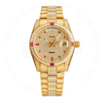 Rolex Day-date yellow gold roman dial ruby bezel 40mm